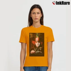 Women’s Mad Hatter Alice In Wonderland Johnny Depp Movie Signature T-Shirt in orange | Soft, Flattering Fit