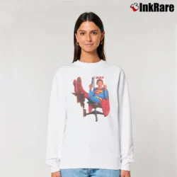Women’s Mad Magazine Superman Blue Parody Relaxed Sweatshirt in white | Soft, Laid-Back Vibe