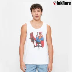 Men’s Mad Magazine Superman Blue Parody Tank Top in white | Breathable, Active-Friendly Design