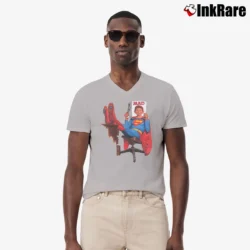 Men’s Mad Magazine Superman Blue Parody V-Neck Tee in sport grey | Sharp, Breathable, Everyday Staple
