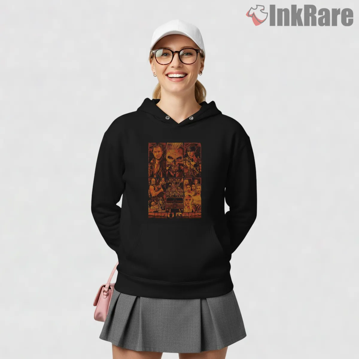 Mad Max Fury Road Character Grid Collage Hoodie Black Mad Max Fury Road Character Grid Collage Shirt on black hoodie for women graphic tee
