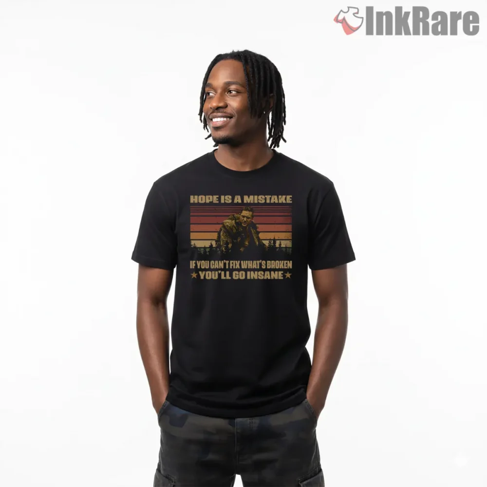 Mad Max Fury Road Hope Is A Mistake Quote Shirt on black short sleeve shirt for men graphic tee