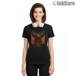 Mad Max Fury Road War Rig Desert Beast Graphic Shirt on black short sleeve shirt for women graphic tee