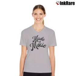 Women’s Made Of Moxie Various Colors V-Neck Tee in sport grey | Chic Neckline, Soft Texture