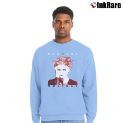 Men’s Madonna Jr Holiday Graphic Crewneck Sweatshirt in light blue | Cozy Fabric, Clean Style