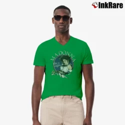 Men’s Madonna Like A Virgin 80s Pop V-Neck Tee in irish green | Sharp, Breathable, Everyday Staple