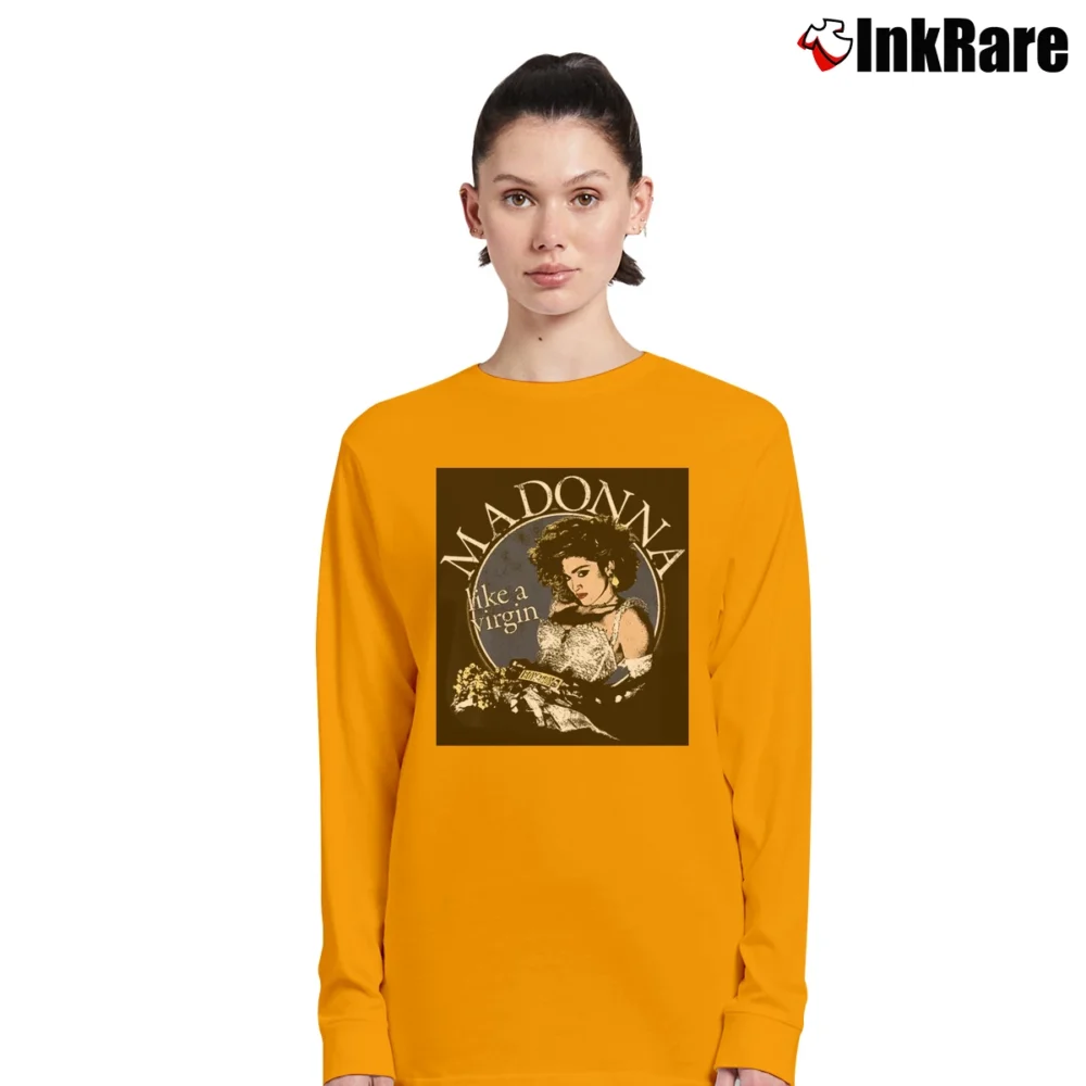 Women’s Madonna Like A Virgin Pop Music Long-Sleeve Top in orange | Sleek, Versatile, All-Season