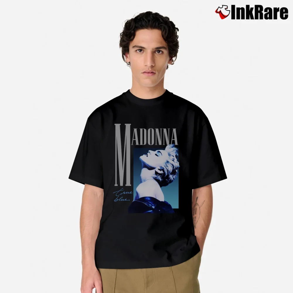 Men’s Madonna True Blue Album 80s Retro Classic T-Shirt in black | Soft, Breathable Everyday Wear
