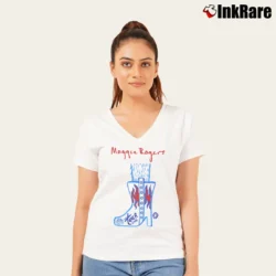 Women’s Maggie Rogers Fall Tour 2018 V-Neck Tee in white | Chic Neckline, Soft Texture