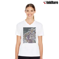 Women’s Magic Johnson Los Angeles Lakers V-Neck Tee in white | Chic Neckline, Soft Texture