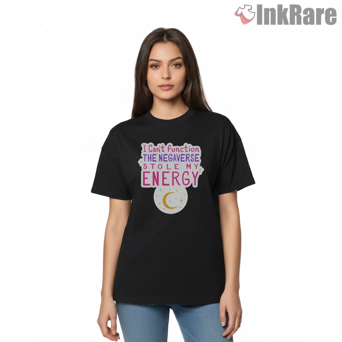Magical Energy Statement Graphic Short Sleeve Black Magical Energy Statement Graphic Shirt on black short sleeve shirt for women graphic tee