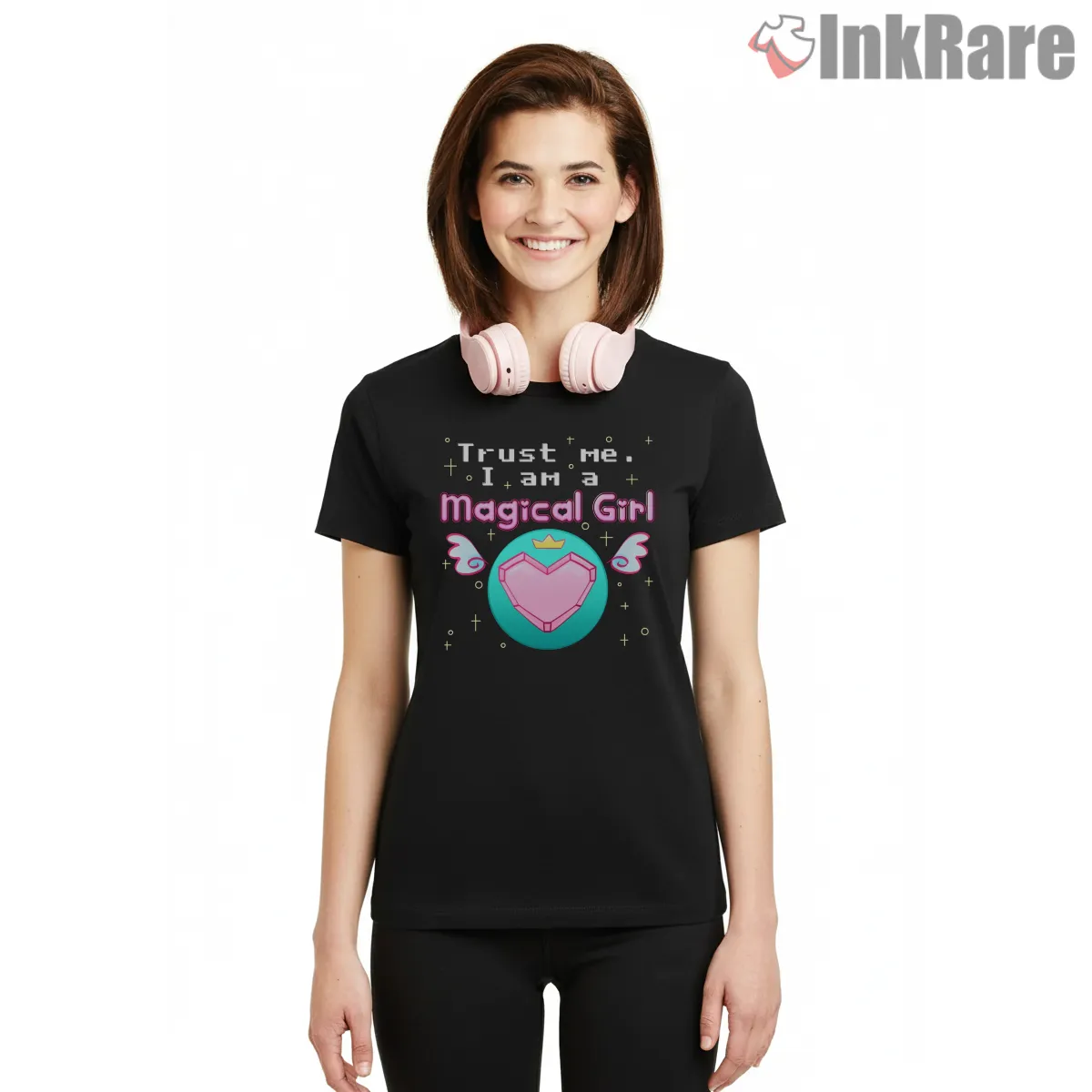 Magical Girl Confidence Statement Short Sleeve Black Magical Girl Confidence Statement Shirt on black short sleeve shirt for women graphic tee