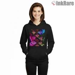 Magical Girl Ensemble Neon Collage Shirt on black hoodie for women graphic tee