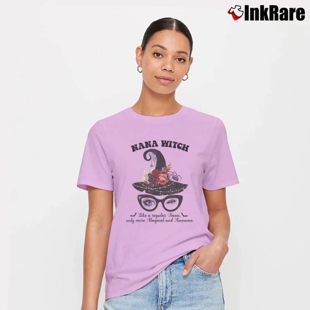 Women’s Magical Nana Witch Awesome Halloween Costume T-Shirt in light pink | Soft, Flattering Fit
