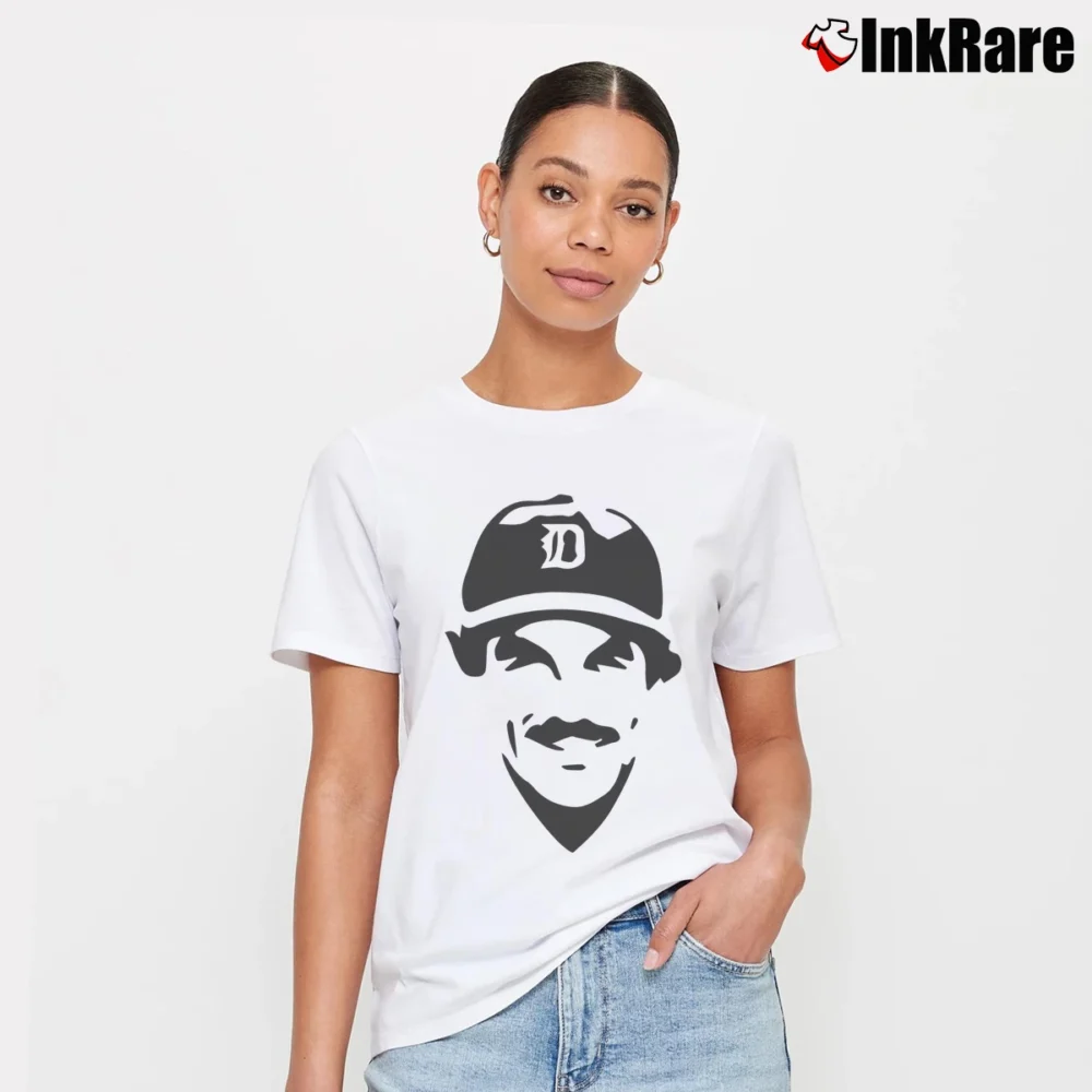 Women’s Magnum PI Tom Selleck Detroit Tigers Hawaii Signature T-Shirt in white | Soft, Flattering Fit