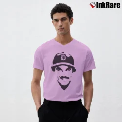 Men’s Magnum PI Tom Selleck Detroit Tigers Hawaii V-Neck Tee in light pink | Sharp, Breathable, Everyday Staple