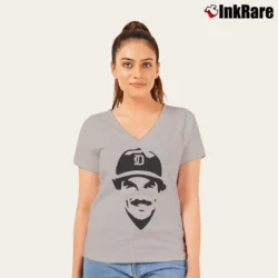 Women’s Magnum PI Tom Selleck Detroit Tigers Hawaii V-Neck Tee in sport grey | Chic Neckline, Soft Texture