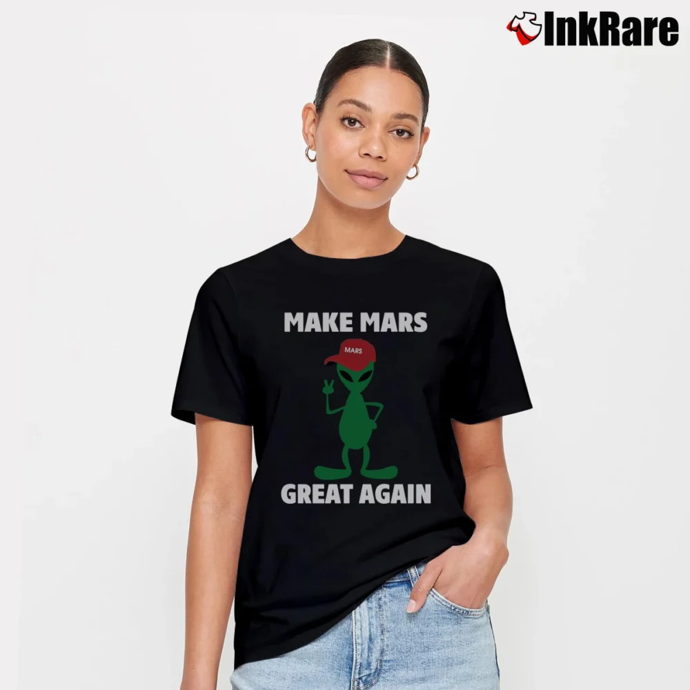 Women’s Make Mars Great Again Alien Funny Signature T-Shirt in black | Soft, Flattering Fit