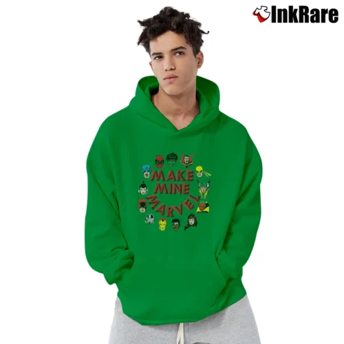 Make Mine Marvel Hero Graphic Men’s Pullover Hoodie in irish green – Ultimate Warmth Men’s Make Mine Marvel Hero Graphic Pullover Hoodie in irish green | Cozy, Durable, Modern Fit