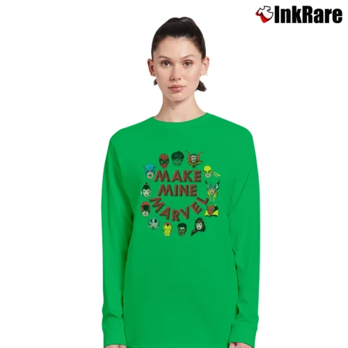 Make Mine Marvel Hero Graphic Women’s Long-Sleeve Top in irish green – Effortless Layer Women’s Make Mine Marvel Hero Graphic Long-Sleeve Top in irish green | Sleek, Versatile, All-Season