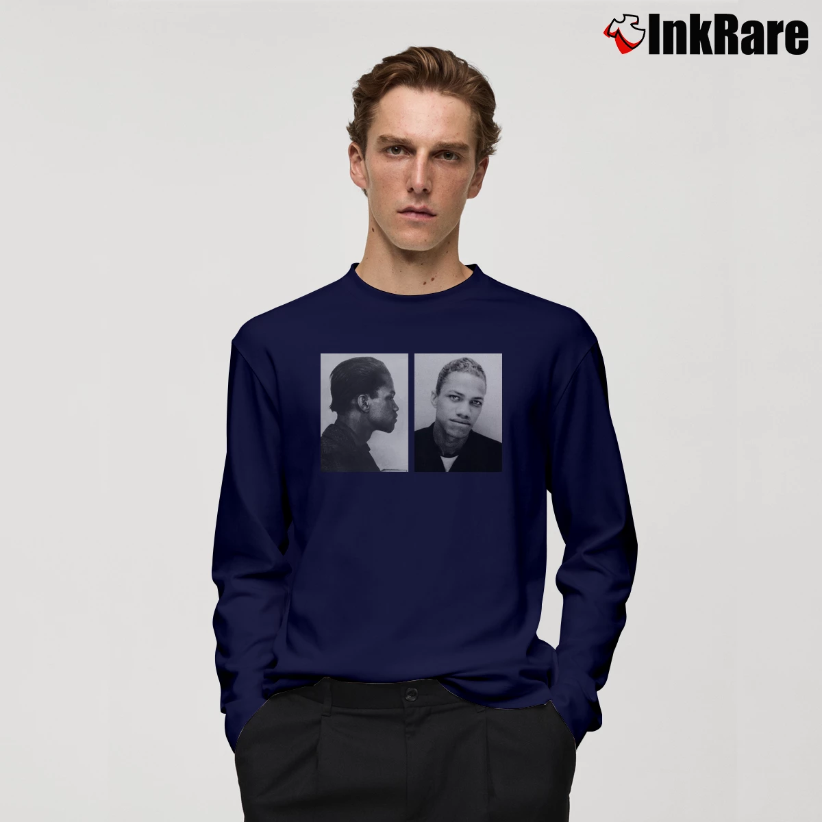 Malcolm X Mugshot Men’s Long-Sleeve Tee in navy – Versatile Layering Men’s Malcolm X Mugshot Long-Sleeve Shirt in navy | Sleek, Lightweight, Year-Round Wear