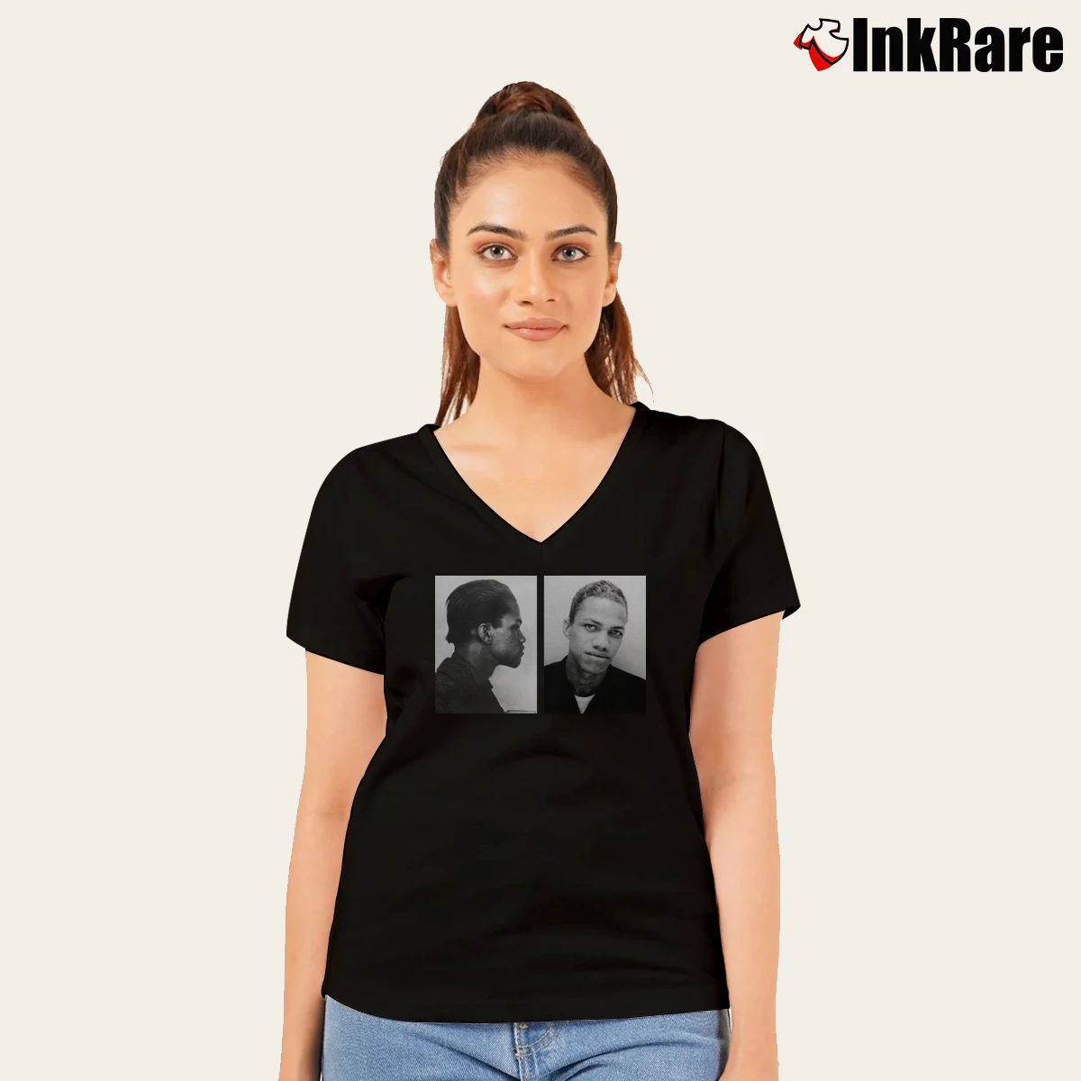 Malcolm X Mugshot Women’s V-Neck Tee in black – Flattering Fit Women’s Malcolm X Mugshot V-Neck Tee in black | Chic Neckline, Soft Texture