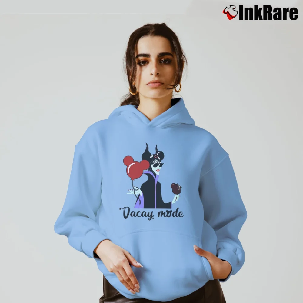 Women’s Maleficent Vacay Mode Mickey Mouse Cozy Hoodie in light blue | Warm, Structured, Stylish