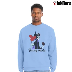 Men’s Maleficent Vacay Mode Mickey Mouse Crewneck Sweatshirt in light blue | Cozy Fabric, Clean Style