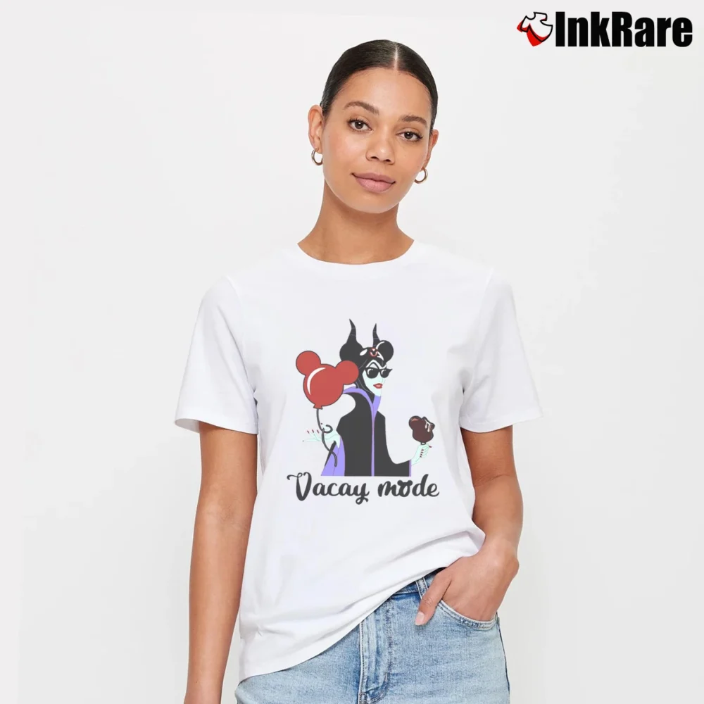 Women’s Maleficent Vacay Mode Mickey Mouse Signature T-Shirt in white | Soft, Flattering Fit