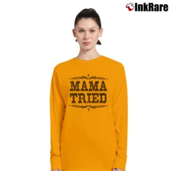 Women’s Mama Tried Retro Country Music Long-Sleeve Top in orange | Sleek, Versatile, All-Season