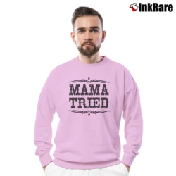 Men’s Mama Tried Retro Country Music Crewneck Sweatshirt in light pink | Cozy Fabric, Clean Style