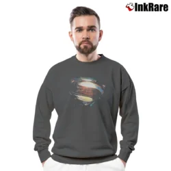 Men’s Man of Steel Grungy Shield Superman Movie Crewneck Sweatshirt in charcoal | Cozy Fabric, Clean Style