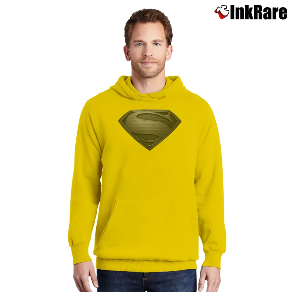 Men’s Man of Steel Silver Logo Pullover Hoodie in yellow | Cozy, Durable, Modern Fit