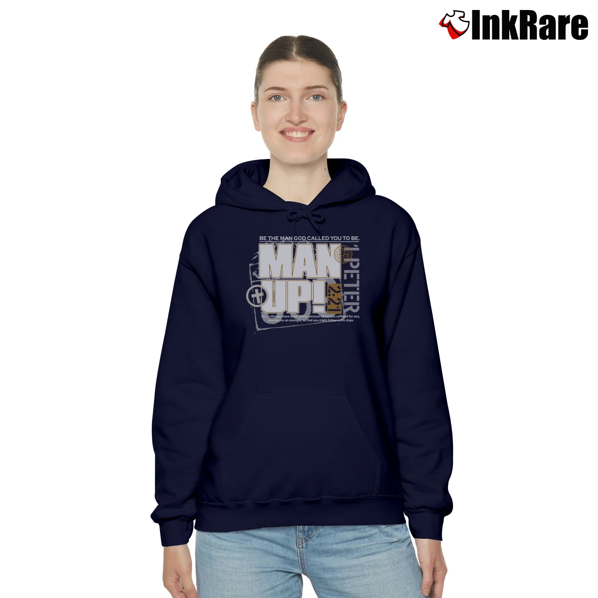 Man Up Be The Man God Called You To Be Women’s Cozy Hoodie in navy – Urban Chic Women’s Man Up Be The Man God Called You To Be Cozy Hoodie in navy | Warm, Structured, Stylish
