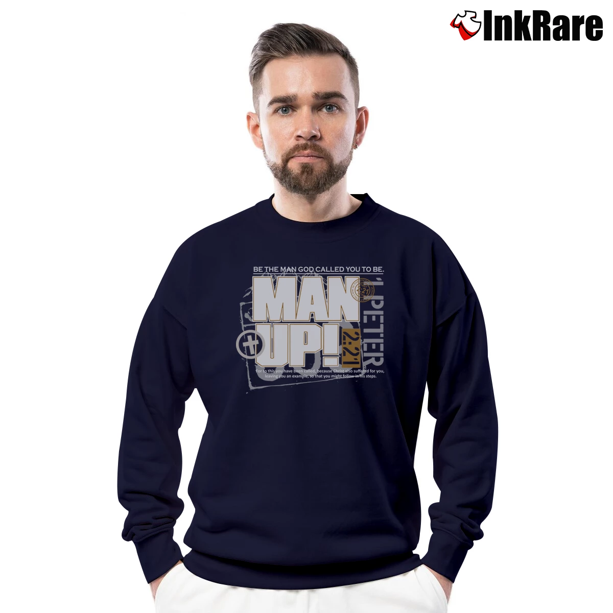 Man Up Be The Man God Called You To Be Men’s Crewneck Sweatshirt in navy – Soft & Durable Men’s Man Up Be The Man God Called You To Be Crewneck Sweatshirt in navy | Cozy Fabric, Clean Style