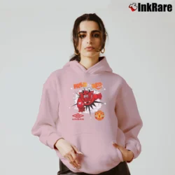 Women’s Manchester United Mascot Red Devil 90s Graphic Cozy Hoodie in light pink | Warm, Structured, Stylish