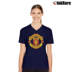 Women’s Manchester United Soccer V-Neck Tee in navy | Chic Neckline, Soft Texture