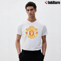 Men’s Manchester United Soccer V-Neck Tee in white | Sharp, Breathable, Everyday Staple