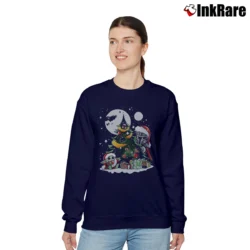 Women’s Mandalorian Baby Yoda Christmas Star Wars Relaxed Sweatshirt in navy | Soft, Laid-Back Vibe