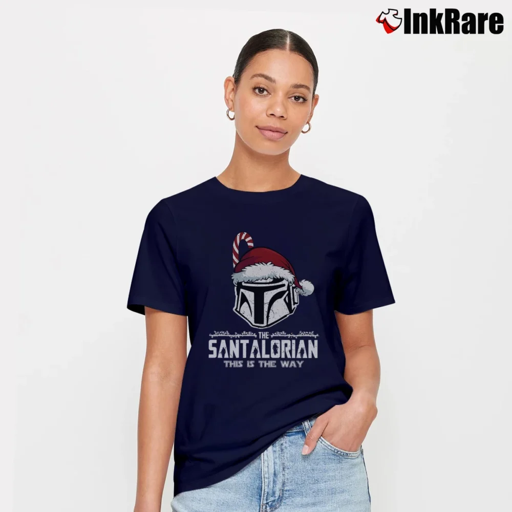 Women’s Mandalorian Star Wars Christmas Holiday Signature T-Shirt in navy | Soft, Flattering Fit