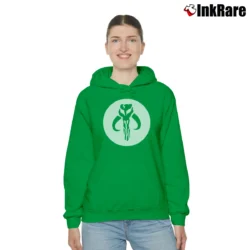 Women’s Mandalorian Star Wars Mandalore Symbol Sci fi Cozy Hoodie in irish green | Warm, Structured, Stylish