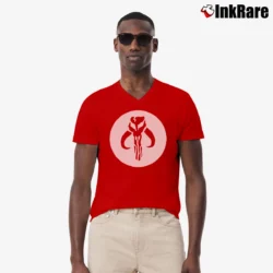 Men’s Mandalorian Star Wars Mandalore Symbol Sci fi V-Neck Tee in red | Sharp, Breathable, Everyday Staple