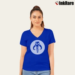 Women’s Mandalorian Star Wars Mandalore Symbol Sci fi V-Neck Tee in royal blue | Chic Neckline, Soft Texture