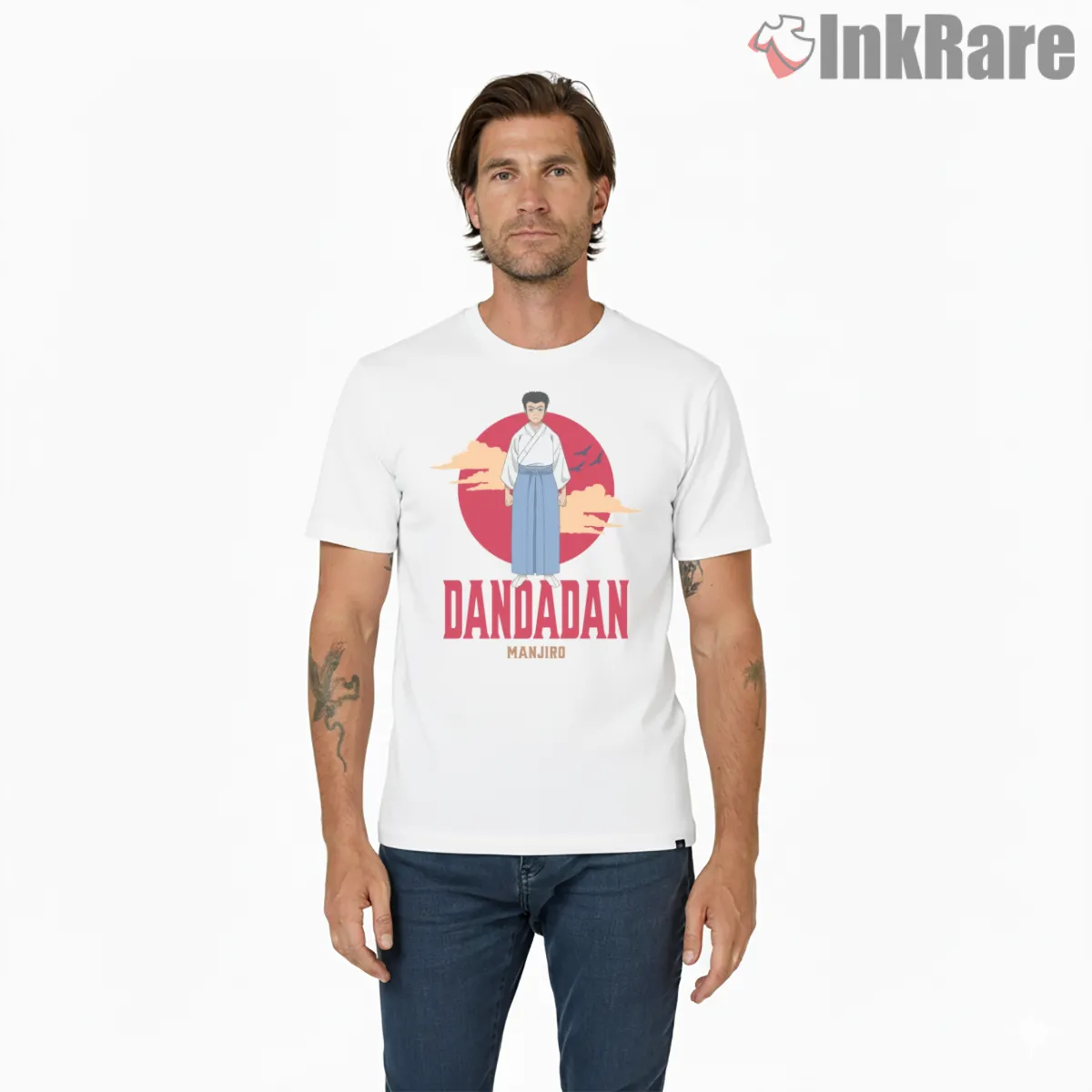 Manjiro Samurai Sunset Minimal Anime Short Sleeve White Manjiro Samurai Sunset Minimal Anime Shirt on white short sleeve shirt for men graphic tee