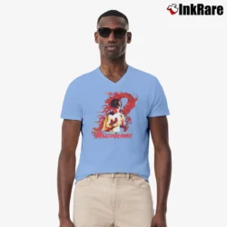 Men’s Manny Pacquiao Dragon Black Red No Fear Boxing V-Neck Tee in light blue | Sharp, Breathable, Everyday Staple