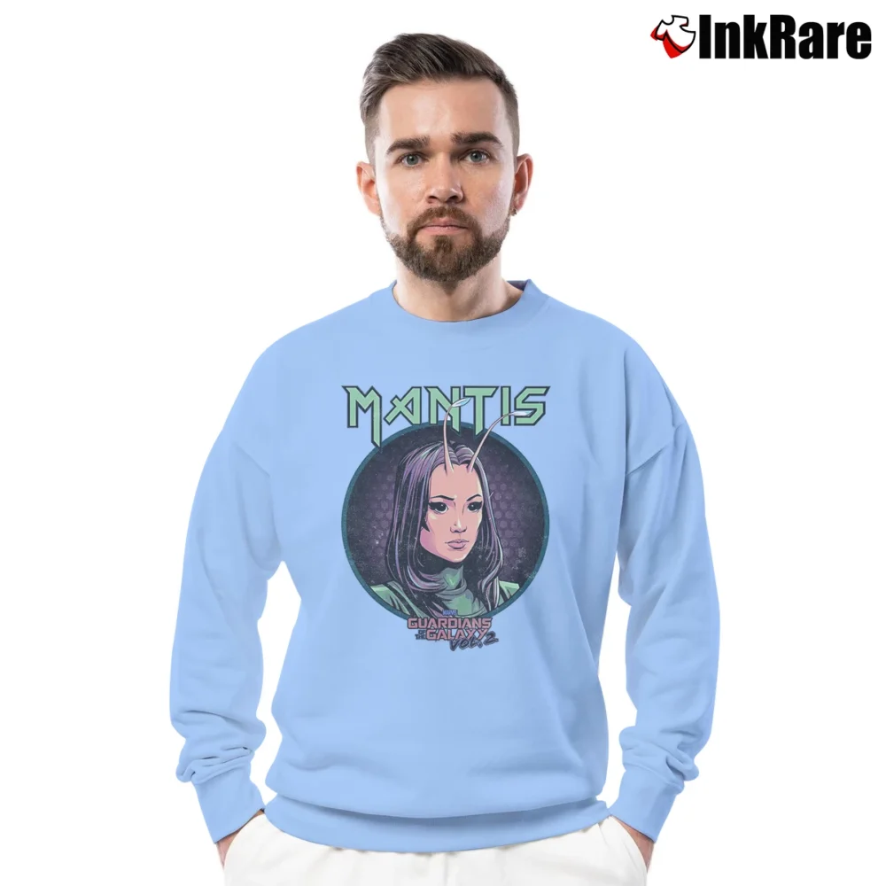 Men’s Mantis Guardians Of The Galaxy 2 Marvel Poster Crewneck Sweatshirt in light blue | Cozy Fabric, Clean Style