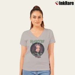 Women’s Mantis Guardians Of The Galaxy 2 Marvel Poster V-Neck Tee in sport grey | Chic Neckline, Soft Texture