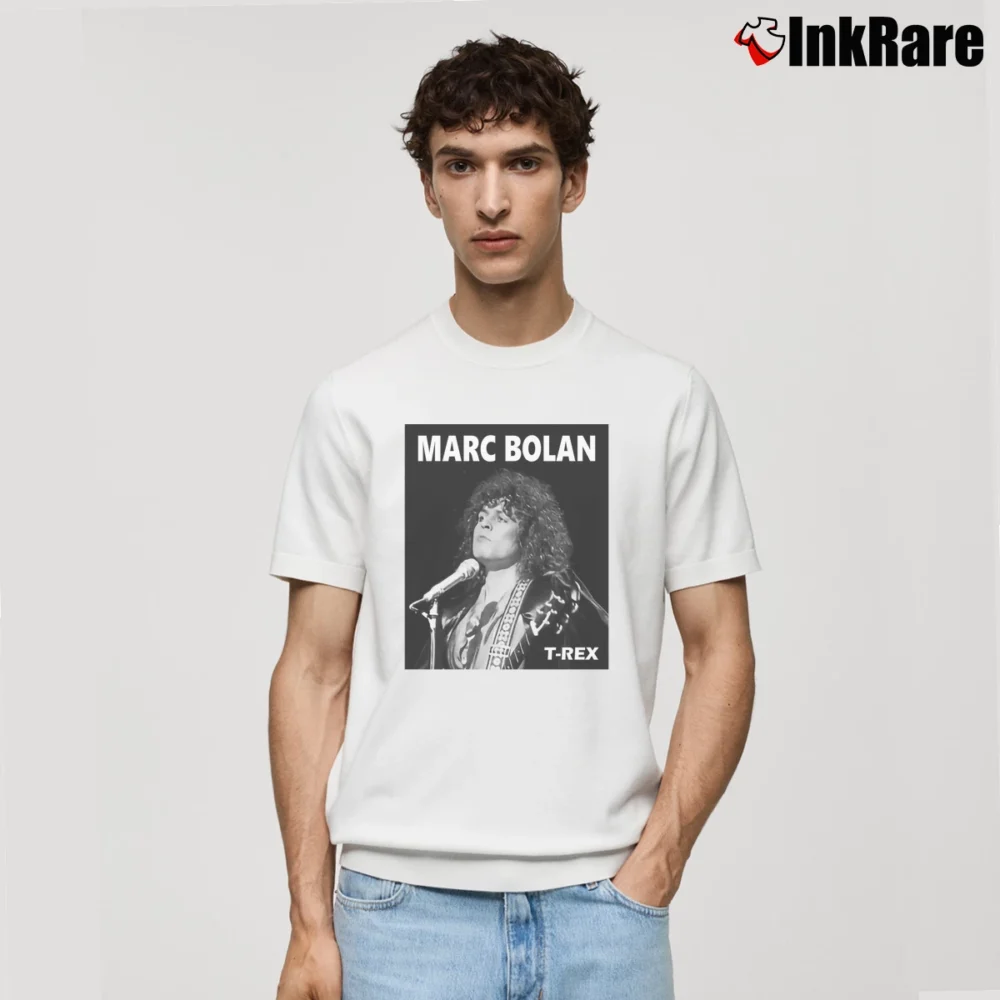 Men’s Marc Bolan T - rex 70s Glam Rock Tour Classic T-Shirt in white | Soft, Breathable Everyday Wear