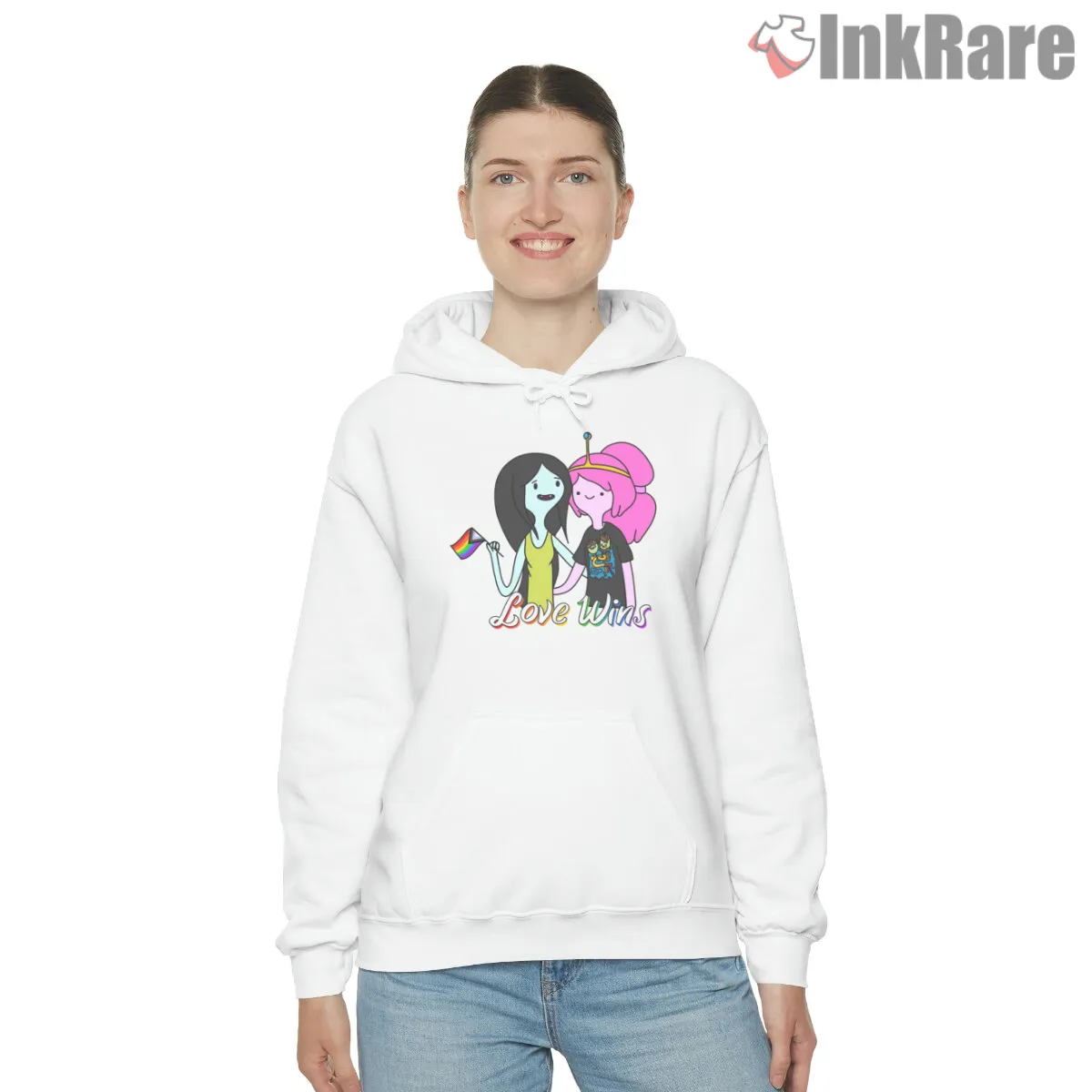 Marceline And Princess Bubblegum Love Wins Pride Cartoon Hoodie White Marceline And Princess Bubblegum Love Wins Pride Cartoon Shirt on white hoodie for women graphic tee