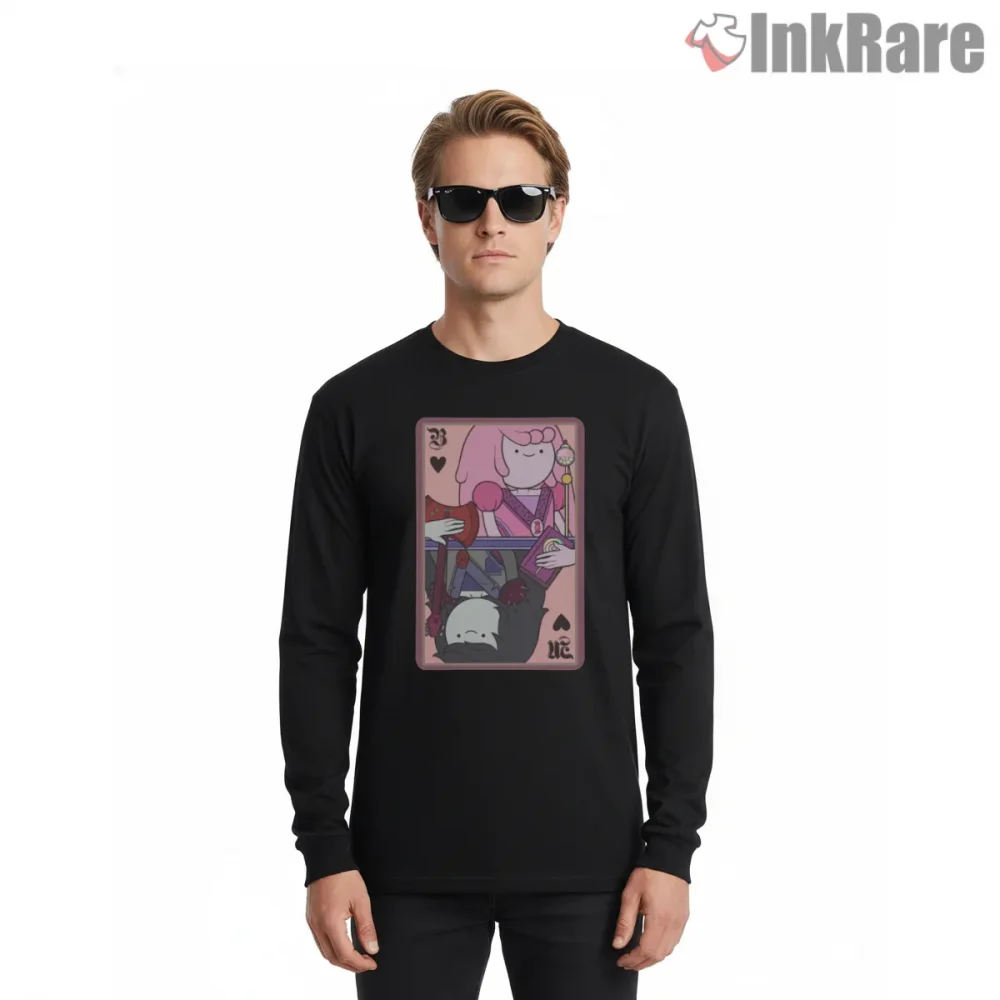 Marceline Princess Bubblegum Playing Card Art Shirt on black long sleeve shirt for men graphic tee